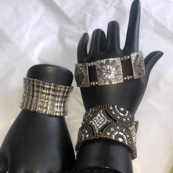 3/$15 Bracelet bangles cuff metal wide chunky 3 - Picture 3 of 8